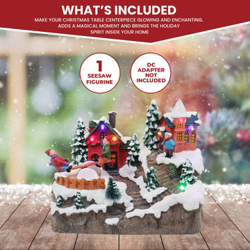 Christmas Village Rocking Seesaw - Animated Pre-Lit Winter Snow Town - Perfect Addition To Your Christmas Indoor Decorations & C