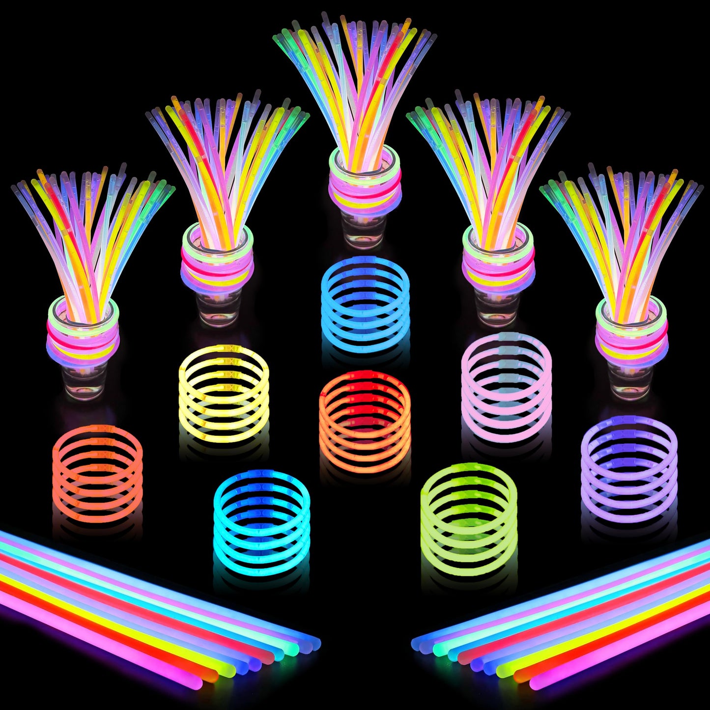 GemPrime 100 Pcs Glow Sticks Bulk Party Pack - 8    Glow in the Dark Party Supplies & Party Favors Pack for Glow Bracelets & Glo