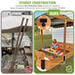 GUTINNEEN Sandbox with Lid and Cover for Kids Outdoor Sand Box with 3 Toy Bins, 2 Foldable Bench Seats, Adjustable Canopy and Sa