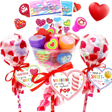 Pseutio 24 Pack Valentines Day Gifts for Kids Classroom, Valentines Day Cards for Kids School Valentines Stationery with Valenti