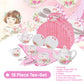Jewelkeeper Tea Party Set for Little Girls - 18 Piece Toddler Tea Set with Floral Porcelain, Pink Wicker Basket, Utensils for Im