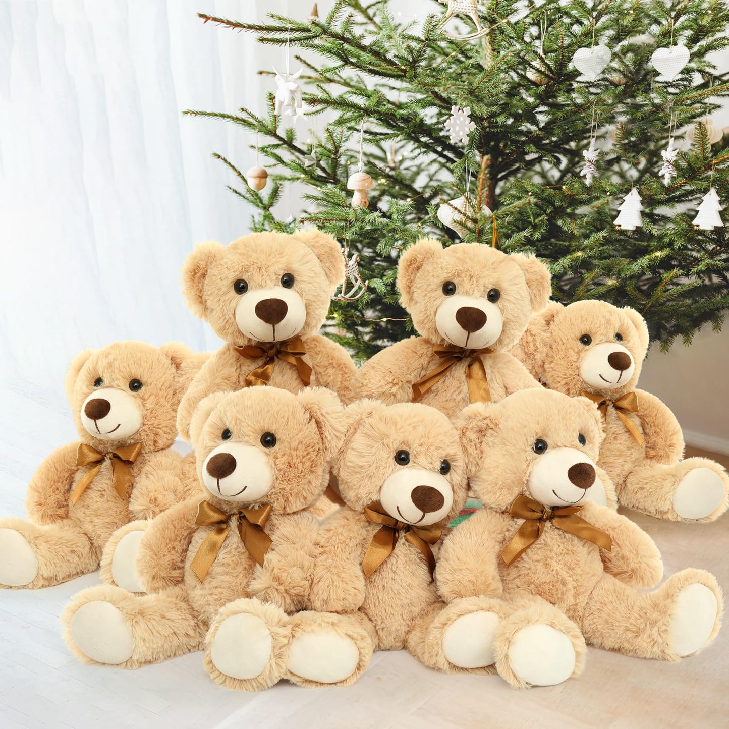 Tezituor Teddy Bears Stuffed Animals Bulk 10 Packs, Bulk Teddy Bears For Baby Shower, 14In Small Teddy Bears Plush, Stuffed Bears Gift For Kids On Christmas, Birthday, Valentines, Light Brown