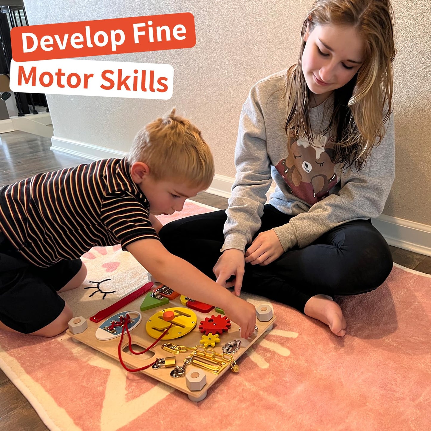Smartwo Double-Sided Montessori Busy Board For Toddlers 2-4, Train Ages 1-3 Babies Fine Motor Skills, Toddler Boy Toy Of Sensory