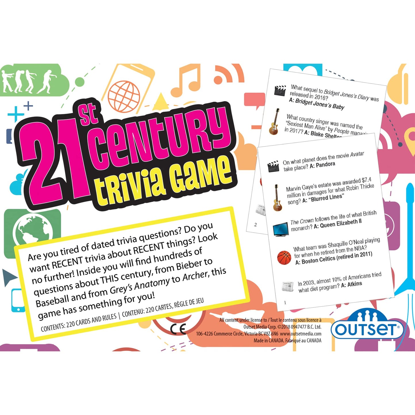 Outset Media 21St Century Trivia Game - Party Game - Family Game - Travel Game - Fun And Easy To Play - 1200 Trivia Questions - For 2 Or More Players - Ages 12+