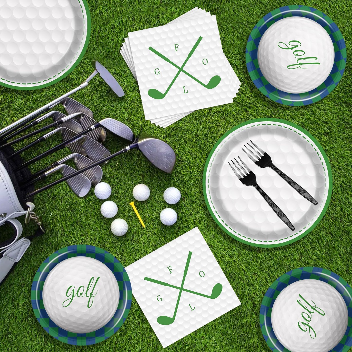 Bqk 96 Pcs Golf Plates And Napkins Golf Birthday Party Decorations Golf Party Supplies Golf Party Decor Golf Decorations For Par