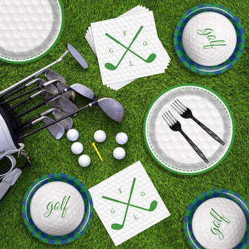 Bqk 96 Pcs Golf Plates And Napkins Golf Birthday Party Decorations Golf Party Supplies Golf Party Decor Golf Decorations For Par