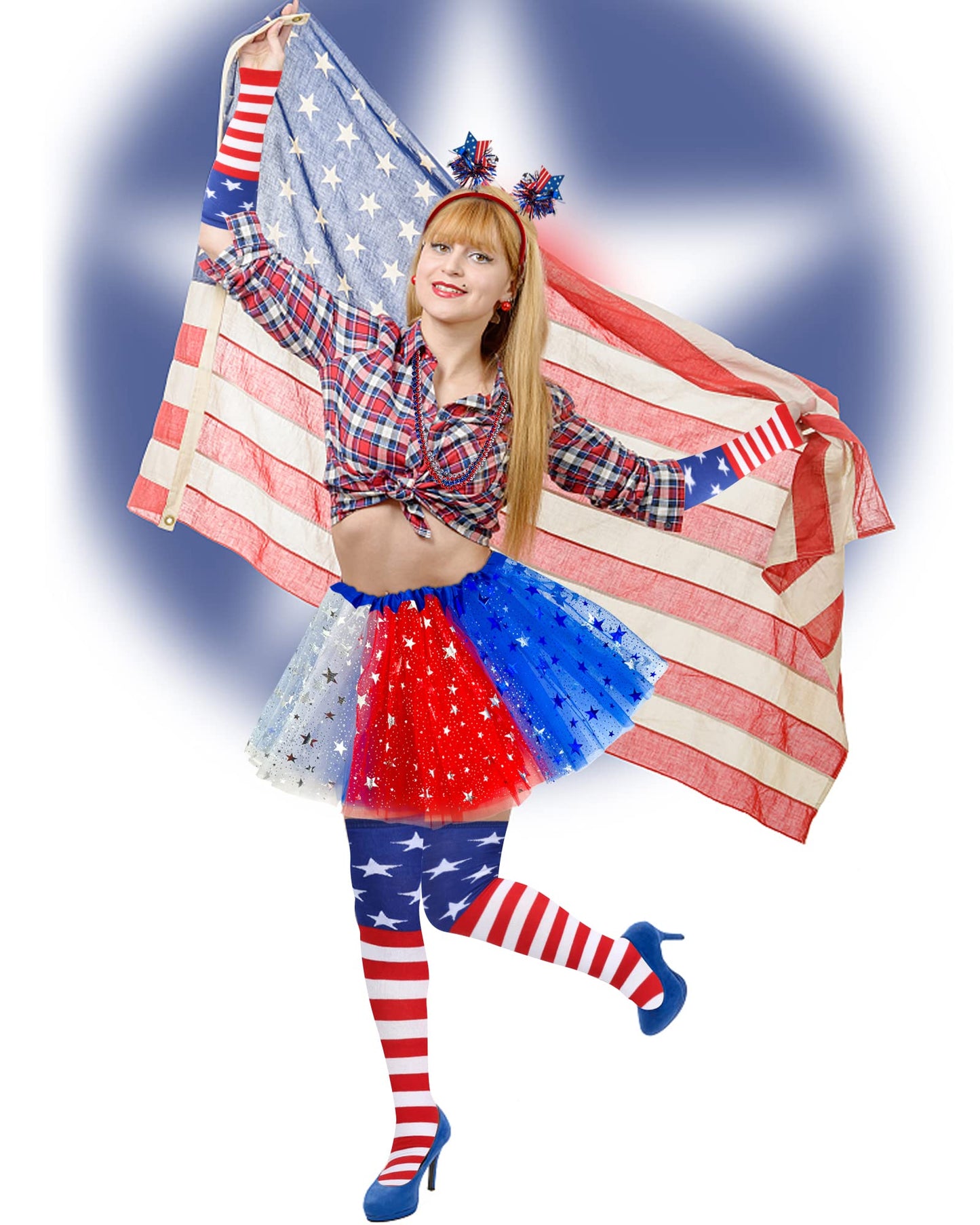 Red White And Blue Tutu 4Th Of July Costume Accessories Set Independence Day Costume Tutu Patriotic Costume Skirt For Women Inde