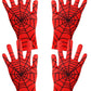 Geyoga 2 Pairs Spider Web Gloves Halloween Spider Gloves Red And Black For Halloween Masquerade Homecoming Cosplay (Child)