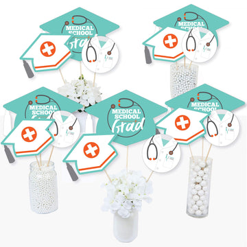 Big Dot Of Happiness Medical School Grad - Doctor Graduation Party Centerpiece Sticks - Table Toppers - Set Of 15