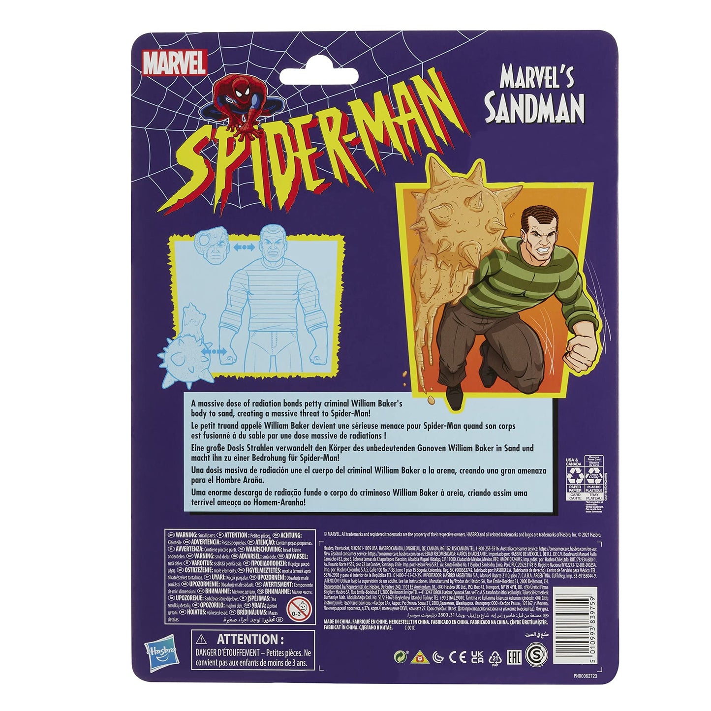 Spider-Man Marvel Legends 6-inch Sandman Action Figure Toy, Multicolor, Includes 5 Accessories, F2793