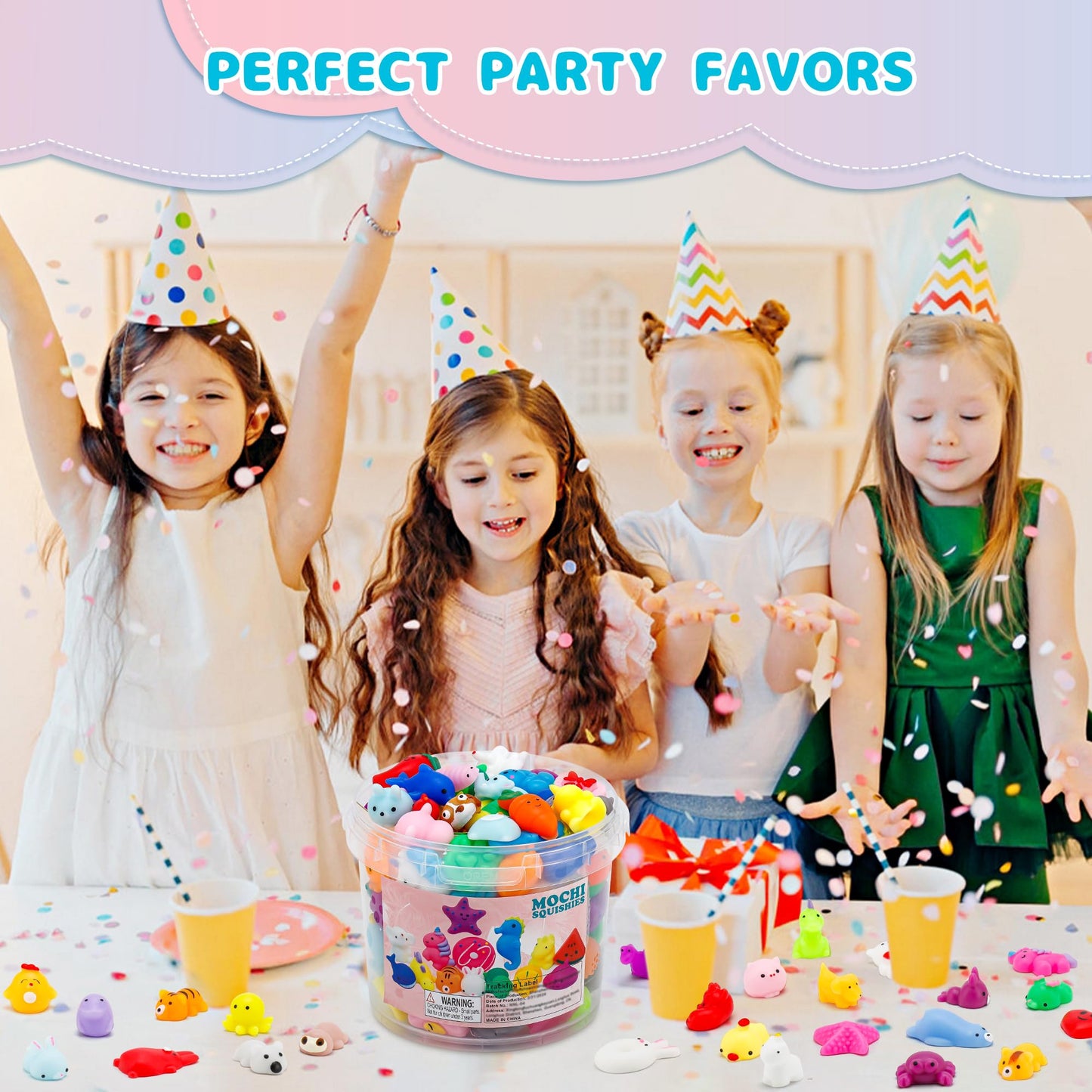 Resumplan Mochi Squishy Toys 100-Pack, Multicolor TPR Fidget Toys, Small Party Favors for Kids 4-12, Classroom Prizes, Easter Fillers