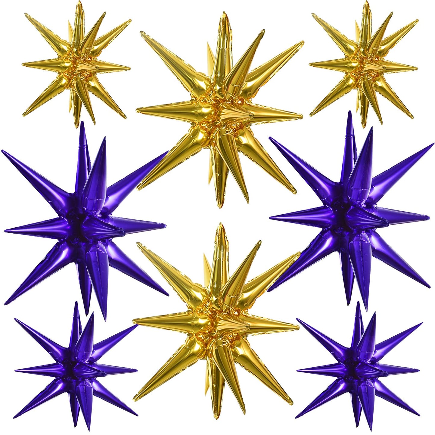 TONIFUL 8 Pcs Purple Gold Foil Balloons Large Star Balloons Explosion Star Mylar Balloons for Party Backdrop Christmas New Year 