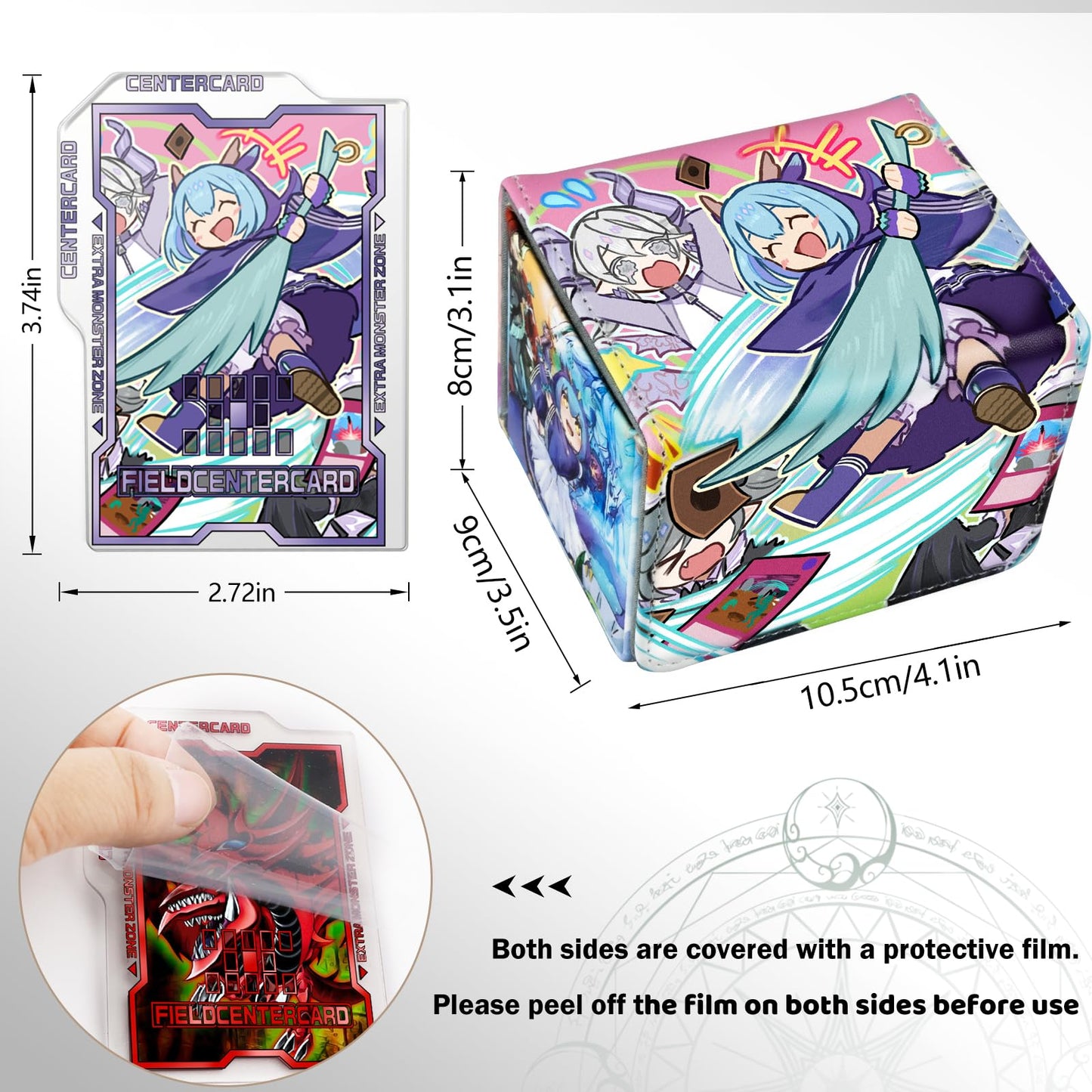 sabermaster Card Deck Box Fits for YGO MTG 100+ Card Storage Box Trading Games PU Leather Storage enhanced Deck Case (Dragonmaid)