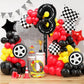 Race Car Birthday Balloons Decorations, 40 Inch Racetrack Black Number 3 Balloon, Eostankr Large Mylar Black 3 Balloon For 3St B