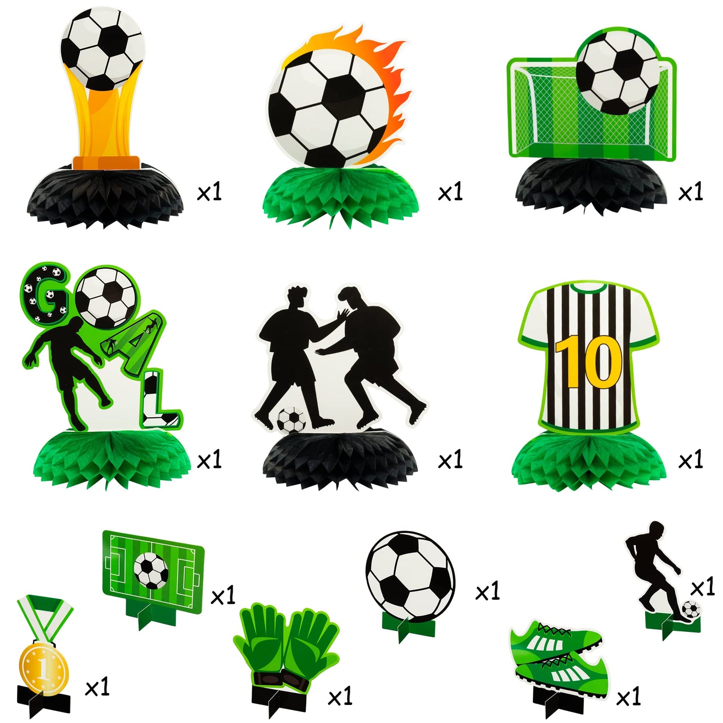 ANGOLIO 12PCS Black White Soccer Ball Honeycomb Decorations - 3D Football Theme Party Centerpieces for Kids Birthday, Table Topp