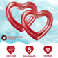 2 Pcs Heart Pool Floats Inflatable Swim Rings, 47.3 x 39.4 Inch Bachelorette Floaties Heart Shaped Swimming Loungers Tube for Ad