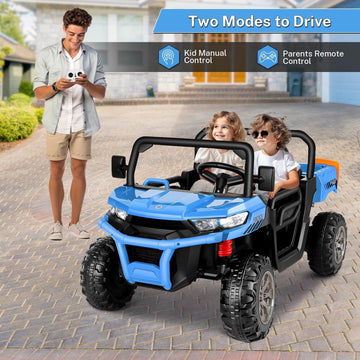 Hikole 24 Volt Ride On Dump Truck For Kids 4-8, 2 Seater Ride On Utv With Remote Control, Electric Dump Bed, 400W Powerful Motor