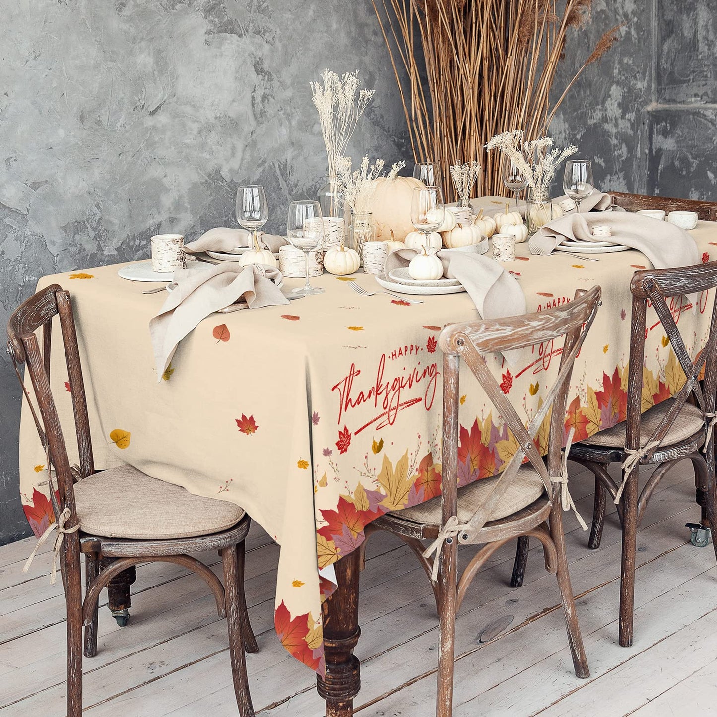 Gatherfun Maple Leaves Waterproof Plastic Rectangular Tablecloths - Disposable Table Covers for Fall Parties, 4PCS 54x108 Inch