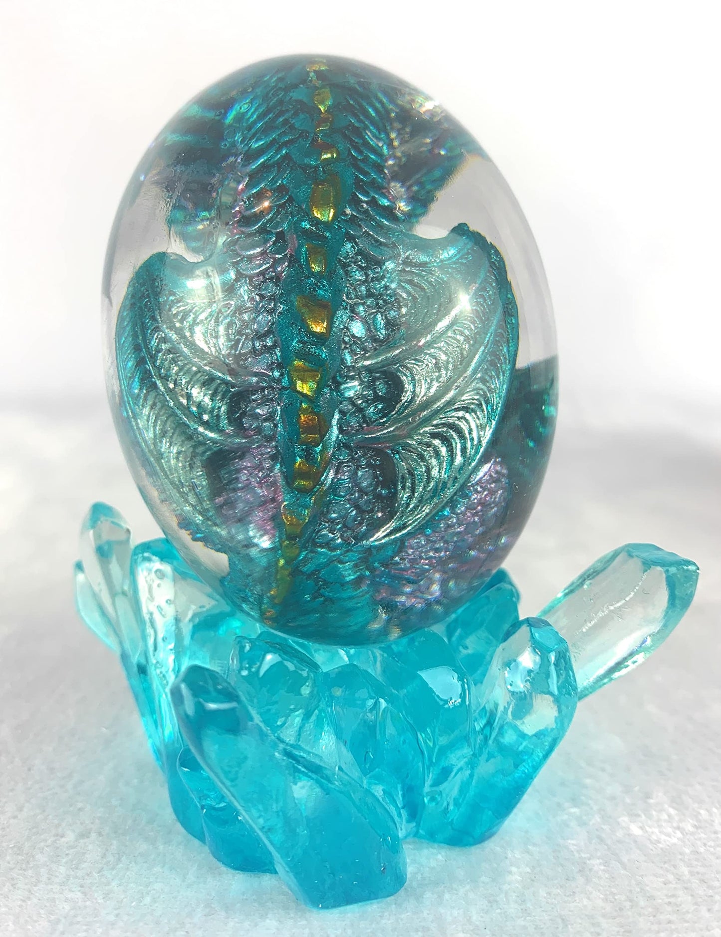 Aint It Nice Lava Dragon Egg Statue Blue Dragon Figurine Silver Chest Transparent Dragon Egg Collectible Medieval Fantasy D  Cor