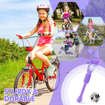 Leichten Kids Bike Kickstand For 16 Inch Wheel Children'S Bicycle Single-Side Kick Stand Rear Mount Bikes Support Racks Purple F