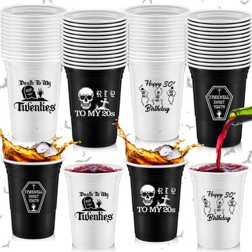 Rtteri 48 Pack Death To My 20S Decorations Cups 16 Oz Rip To My 20S Cups 30Th Birthday Decorations For Him Disposable Party Thic