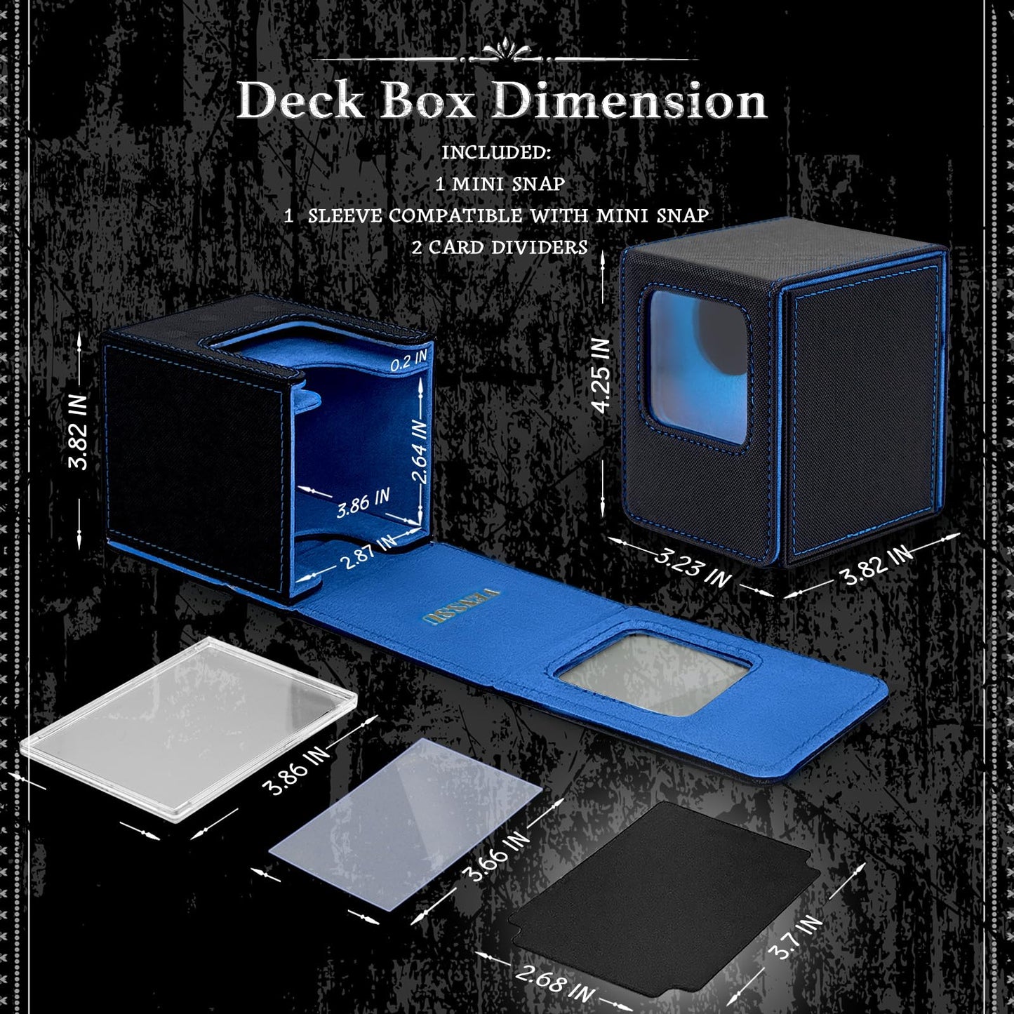 Venssu Mtg Deck Box With Front-Facing Commander Display, Card Deck Case Fit 100 Single Sleeved Cards, Pu Leather Magnetic Tcg St