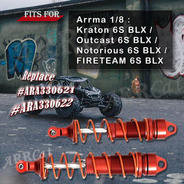ARRCat Aluminum Big Bore Shocks Upgrades Parts for Arrma 1/8 Kraton 6S BLX Outcast 6S BLX Notorious 6S BLX,4PCS Front Rear Full