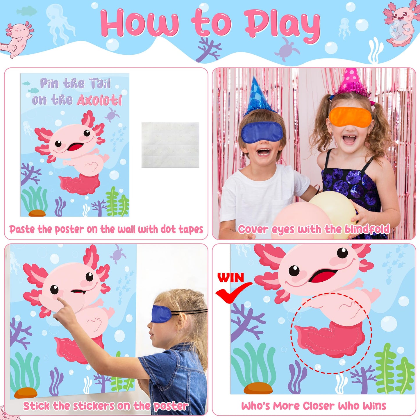 B1ykin Party Pin The Tail Games - Pin The Tail on The Poster Stickers Game Poster Photo Prop Decor, Sticker Game DIY Craft Proje