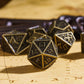 UDIXI Metal Dice Maze Carved DND Dice Set D&D 7PCS Bronze Role Playing Dice with Leather Pouch for Dungeons and Dragons Tabletop