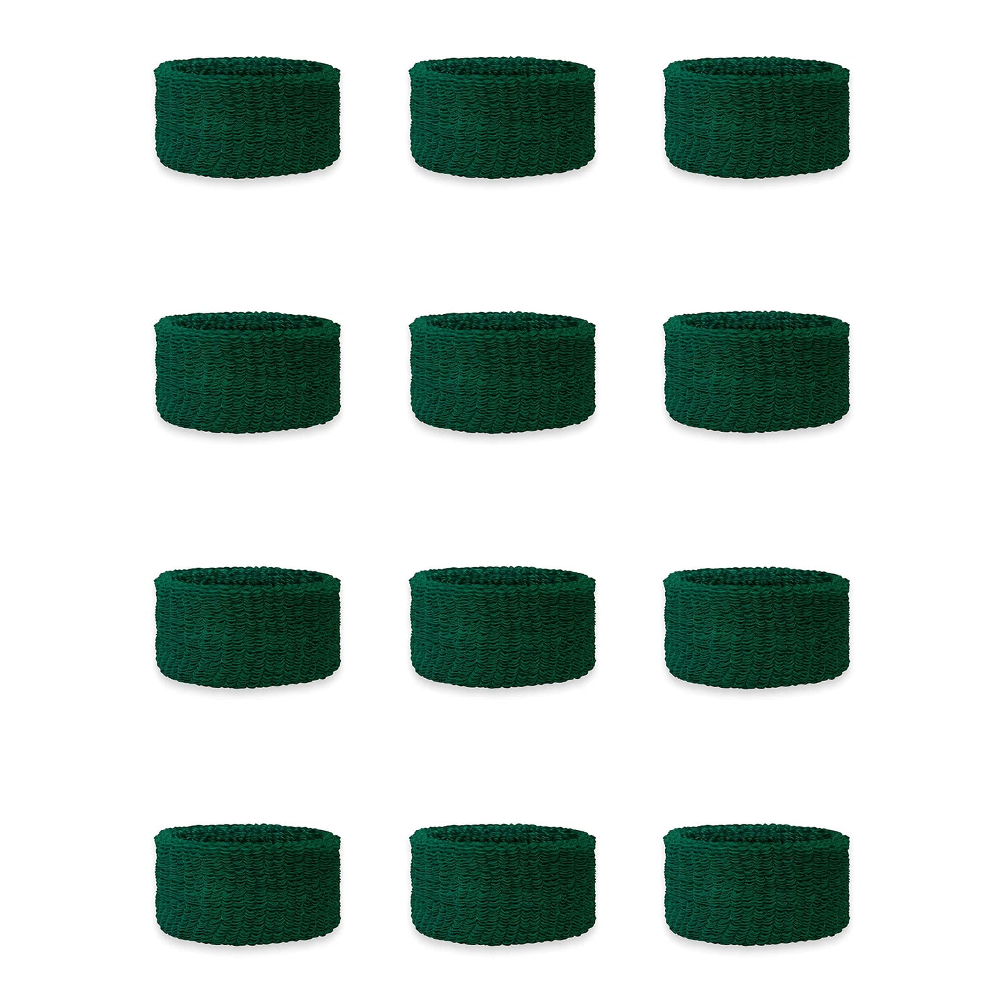 Couver Kids Children 1 Inch - Dark Green Cotton Terry Cloth Wristband for School, Church, YMCA Activities or evens(6 Pairs)
