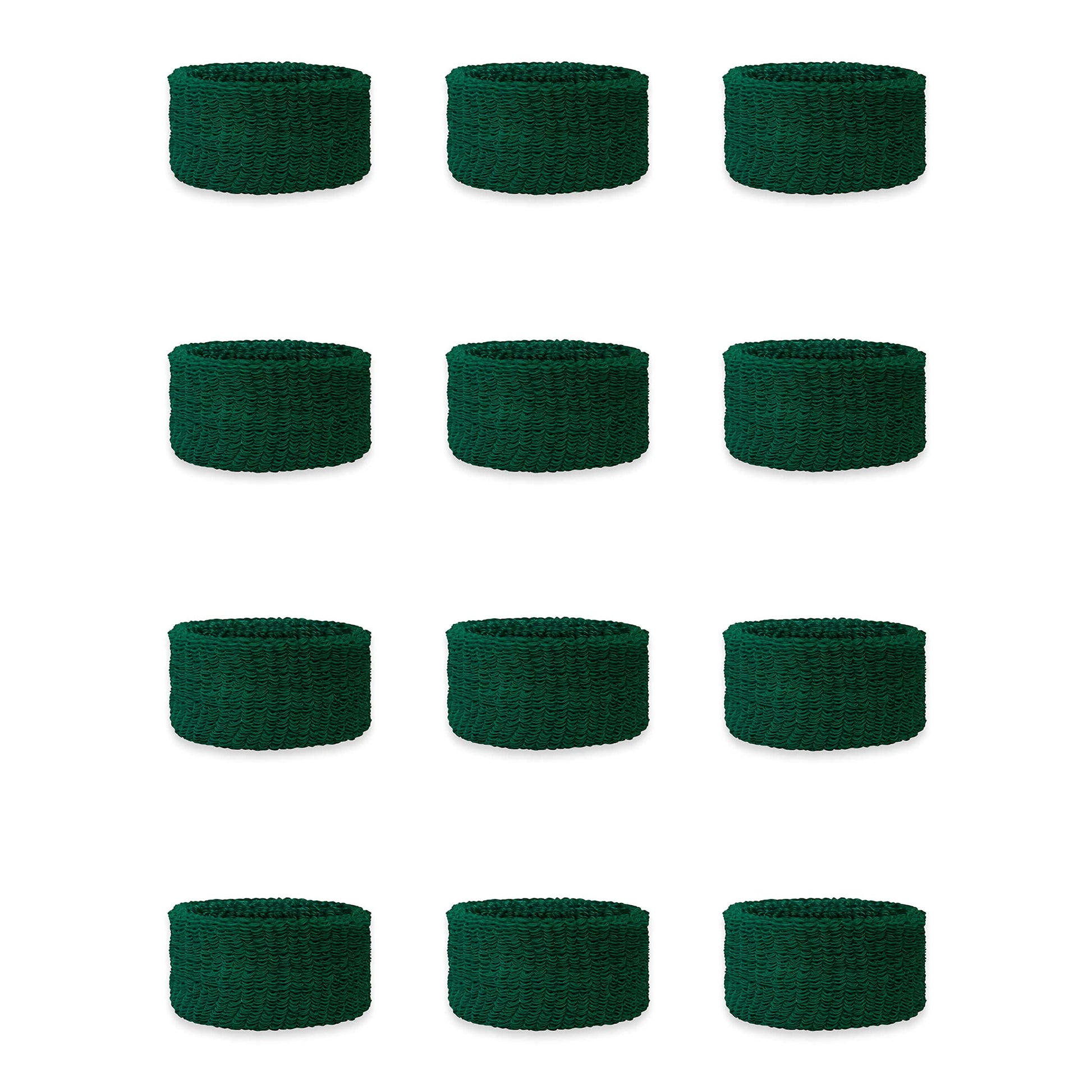 Couver Kids Children 1 Inch - Dark Green Cotton Terry Cloth Wristband for School, Church, YMCA Activities or evens(6 Pairs)