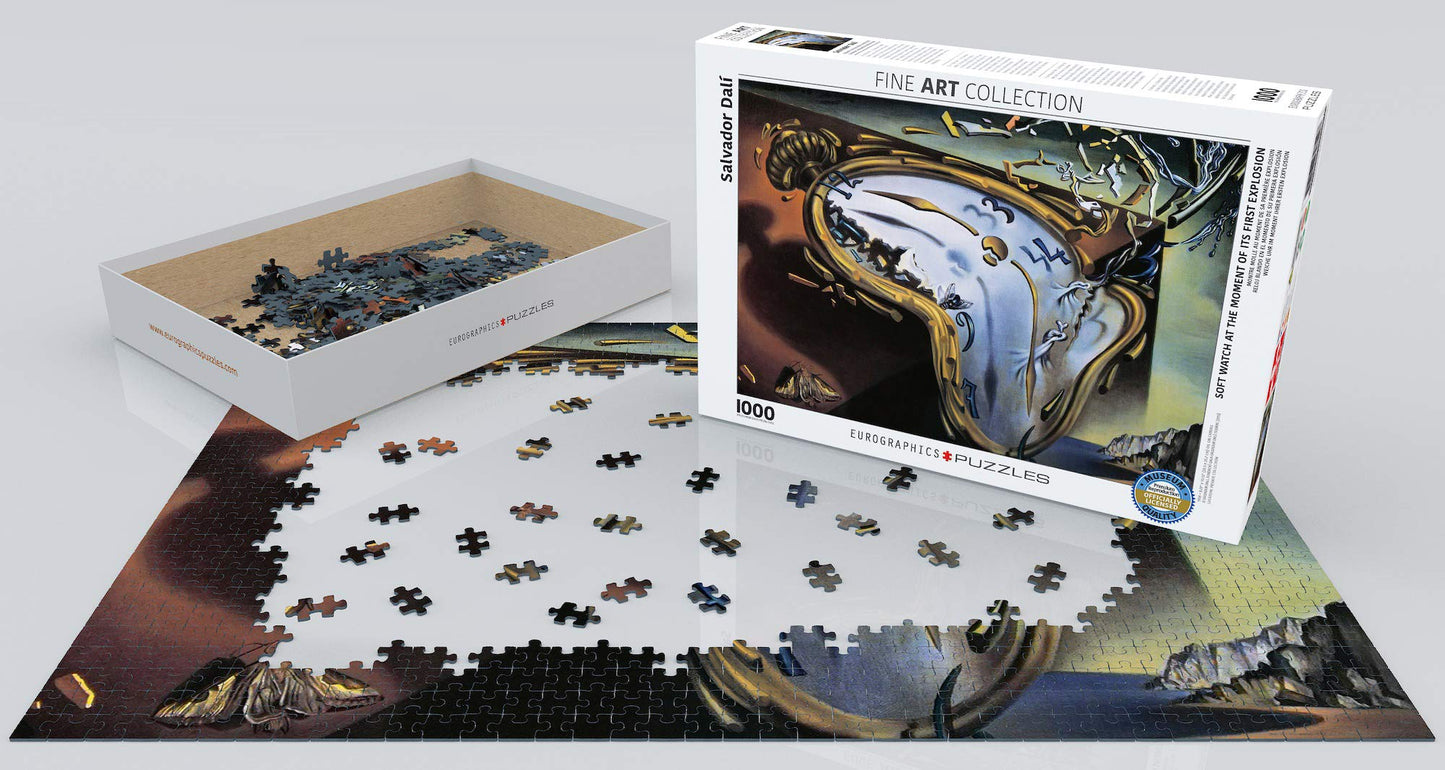 Eurographics Soft Watch At Moment Of First Explosion (Melting Clock) By Salvador Dali 1000 Piece Puzzle , Black