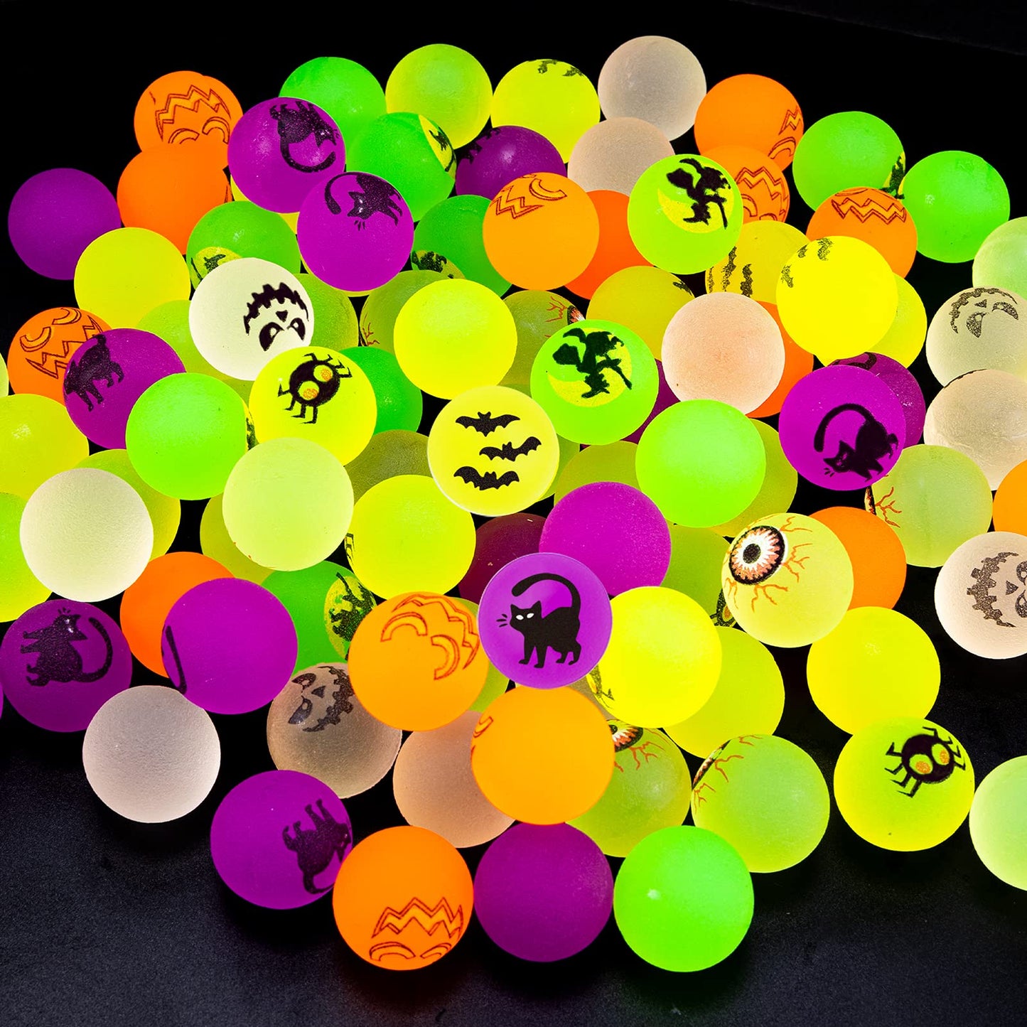 Pllieay 100 PCS Halloween Bouncy Balls for Kids, Glow in The Dark Bouncing Balls, Halloween Party Favor Supplies, School Classro
