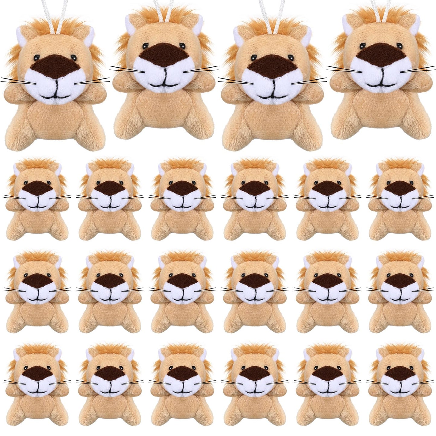 Shappy 30 Pcs Mini Lion/Tiger Stuffed Animal Toys Small Lion/Tiger Stuffed Animals Bulk Baby Shower Safari Nursery Decor Birthda