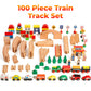 On Track Usa Wooden Train Set 100 Piece All In One Wooden Toy Train Tracks Set With Magnetic Trains And Railway Accessories, Com