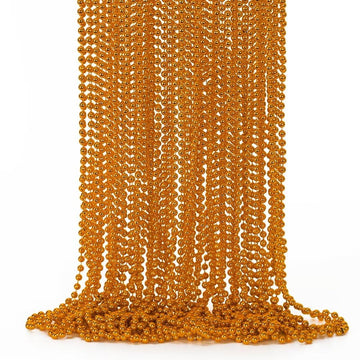 24PCS Bead Necklace, Orange Bead Necklaces Party Favors, 33'' Mardi Gras Necklaces Women and Men, Festival Parade Throw Accessor