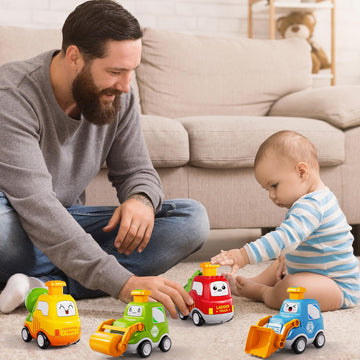 Jukudahu Press Engineering Car Toy For Tollders Age 1 2 3 4 5 6 Years Old - Toy Figure Car, Construction Cars Toys, Push And Go