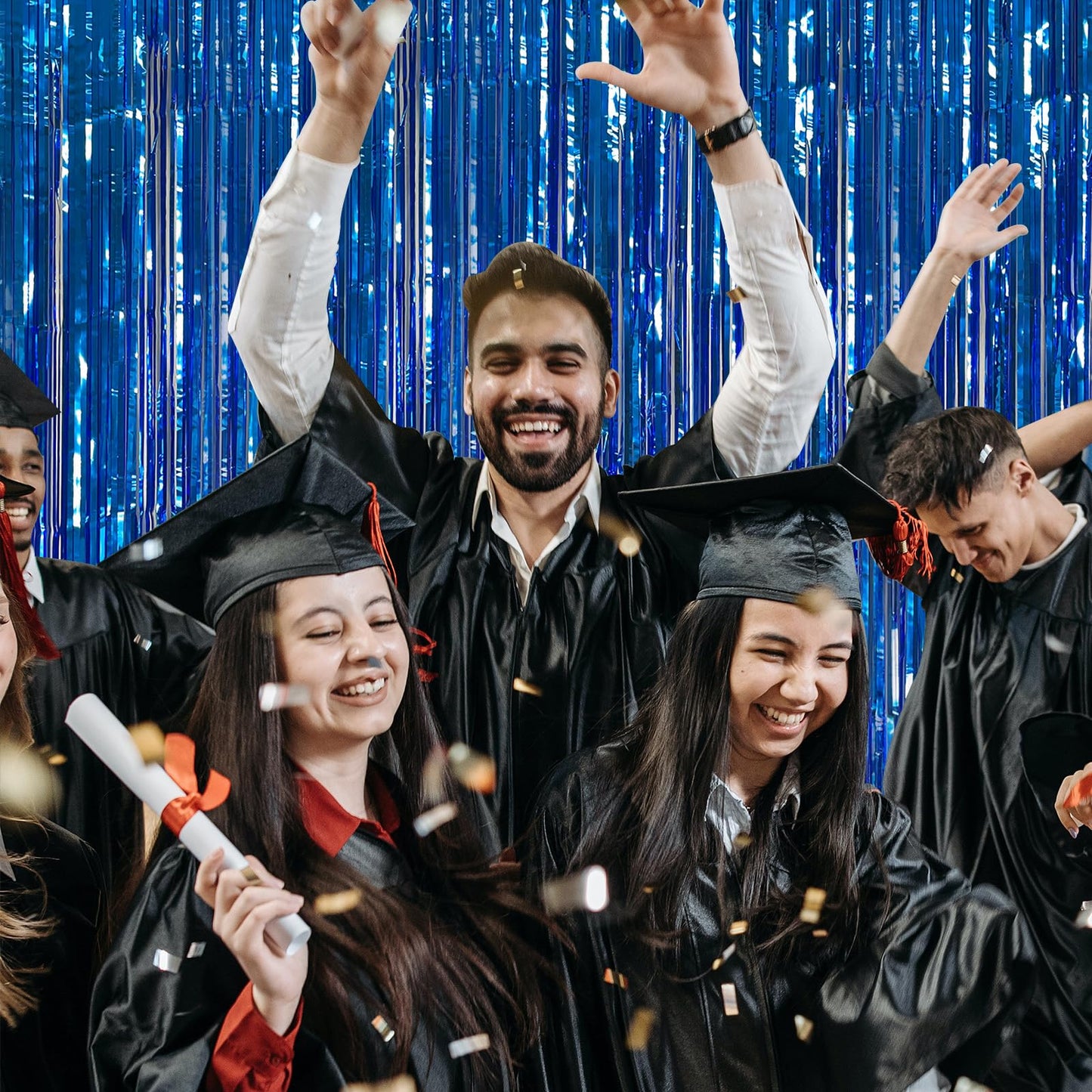 2 Pack Blue Party Decorations Ocean Party Decor Supplies Blue Party Streamers Birthday Decorations Tinsel Foil Fringe Curtains P