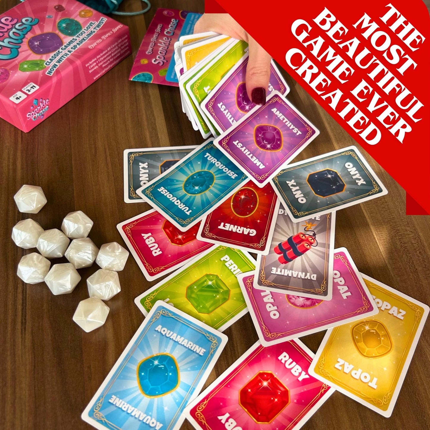 Sparkle Chase - Fast-Paced Family Card Game | Spoons And Old Maid Games | 3 Games In 1 | Fun For Kids & Adults | Matching, Strat