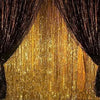 2Pcs 3' X 8' Black And Gold Metallic Tinsel Foil Fringe Curtain Backdrop For 2023 New Years Eve, Halloween Party, Graduation Dec