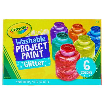 Crayola Washable Glitter Paint Great for Classroom Projects, 6 Count