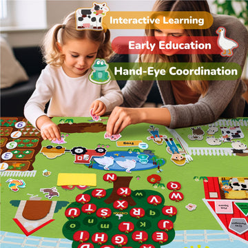 CHEFAN Farm Animals Felt Story Board Set, 3.9 Ft 99 Pcs Preschool Farmhouse Barnyard Theme Flannel Board Storytelling Early Lear