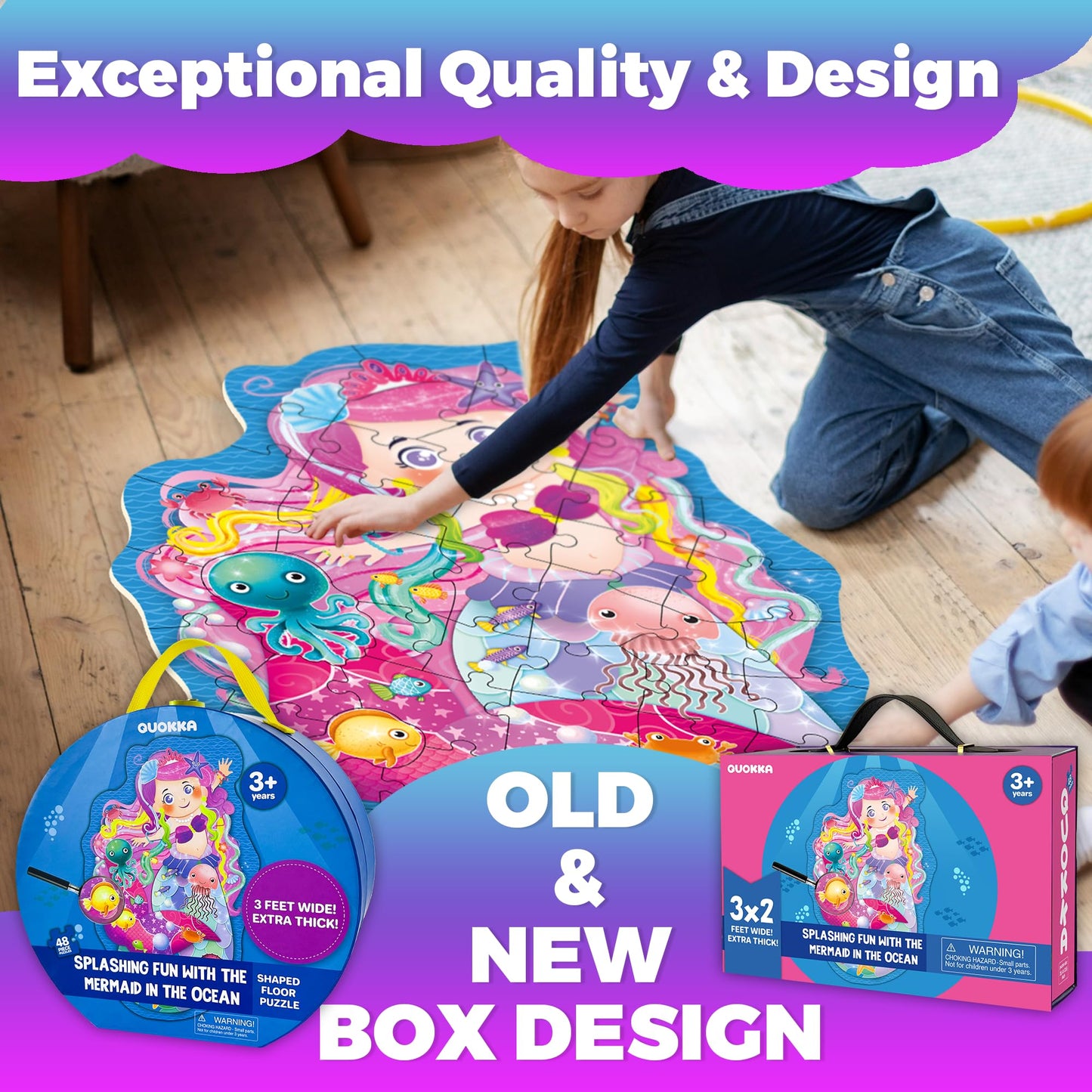 Quokka Giant Floor Puzzles For Kids Ages 3-5 - 2X3 Feet 48 Piece Puzzles For Toddlers 2-4 - Large Shaped Educational Kids Puzzle