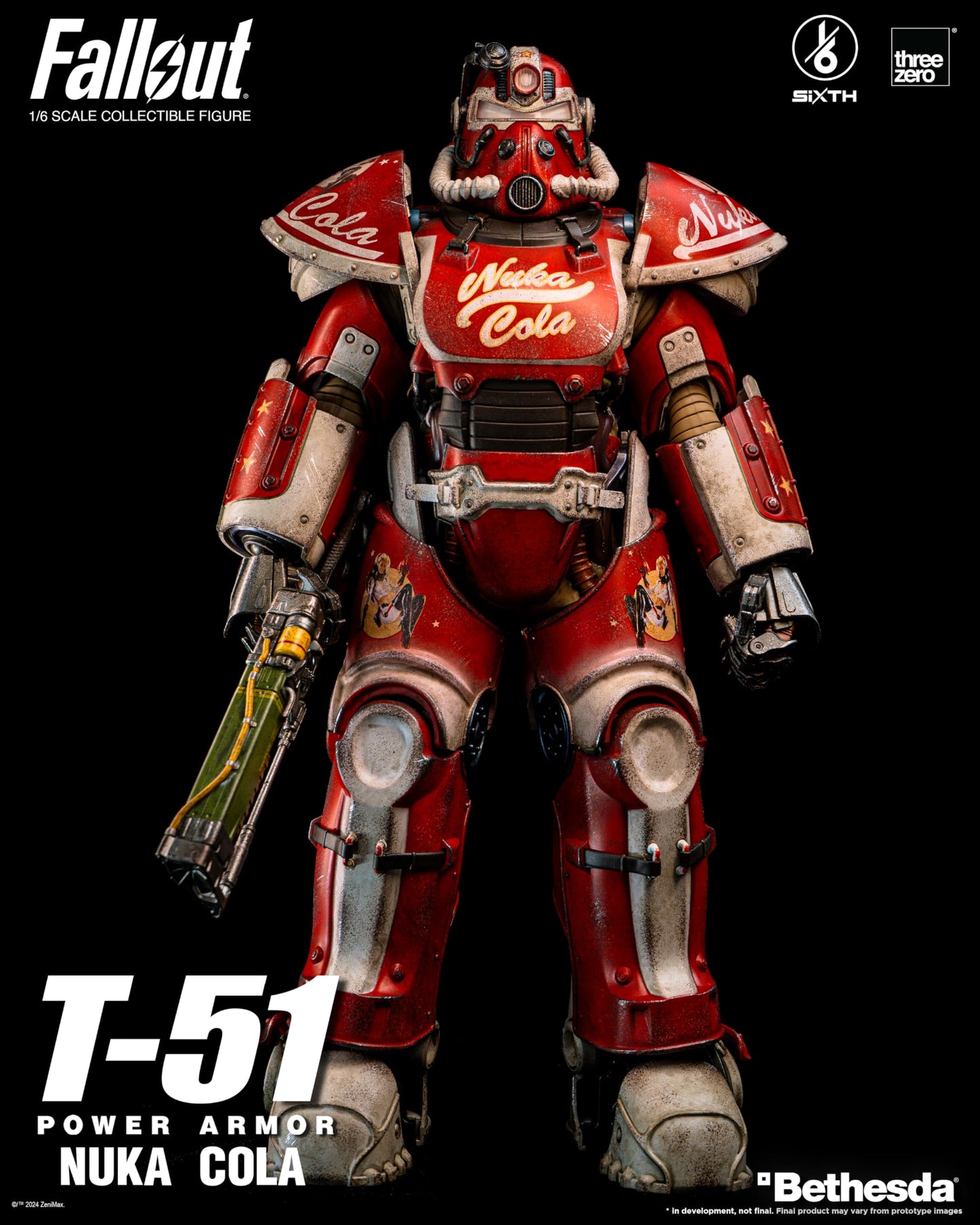 threezero Fallout T-51 Nuka Cola Power Armor Action Figure 1/6 Scale 14.5" Multicolor Model 3Z07730W0
