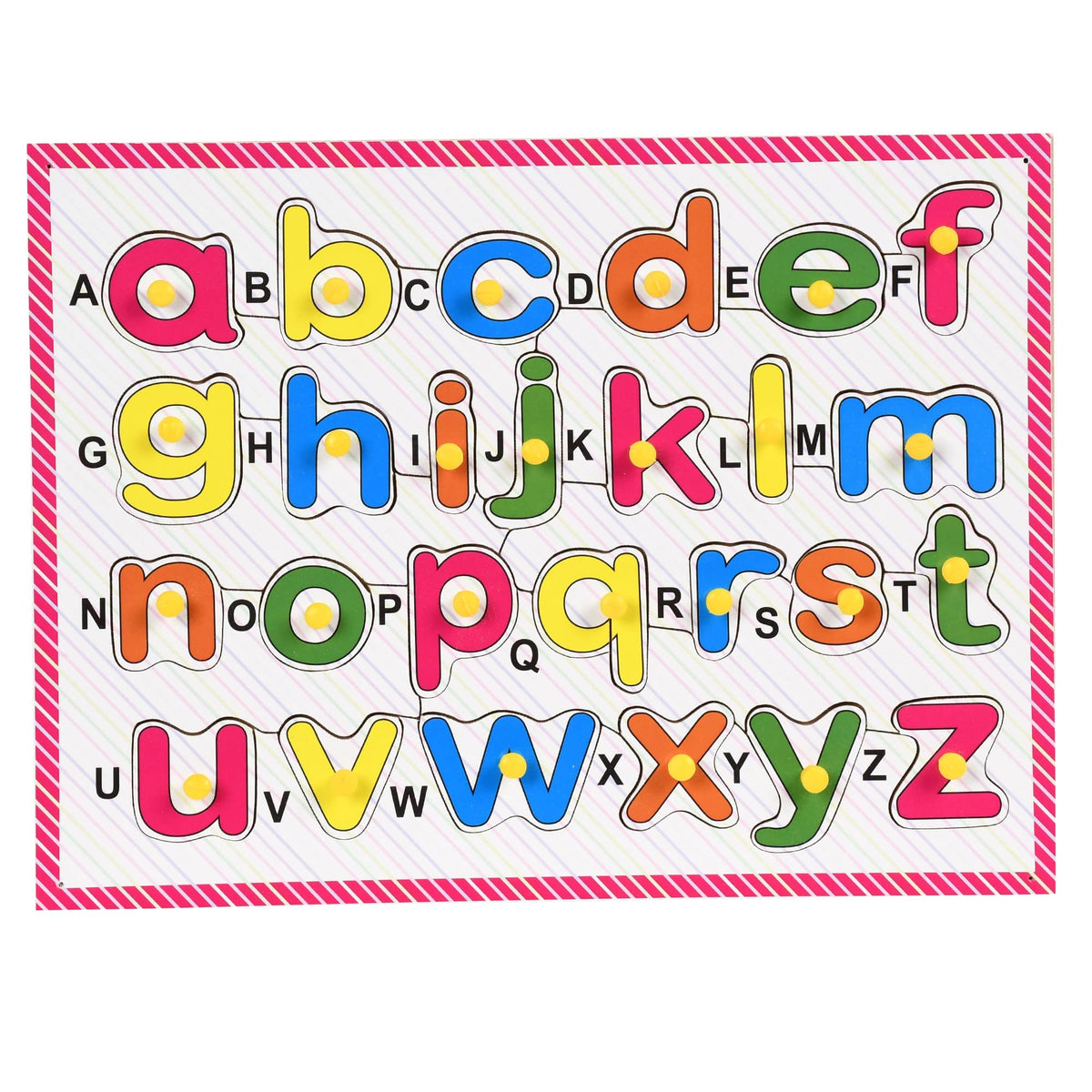 JARAGLOBAL Wooden Alphabet Puzzle Board, Educational Learning Toy for Kids, AZ Letters with Knobs, Multicolor