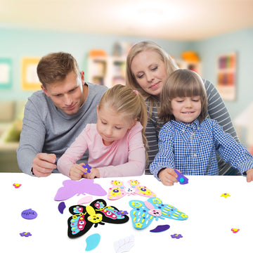 Vkpi 4 Butterflies Foam Art Crafts Gift Kit, Creative Make Your Own Butterflies, Cartoon Paper Craft Projects For Kids Ages 4+ T