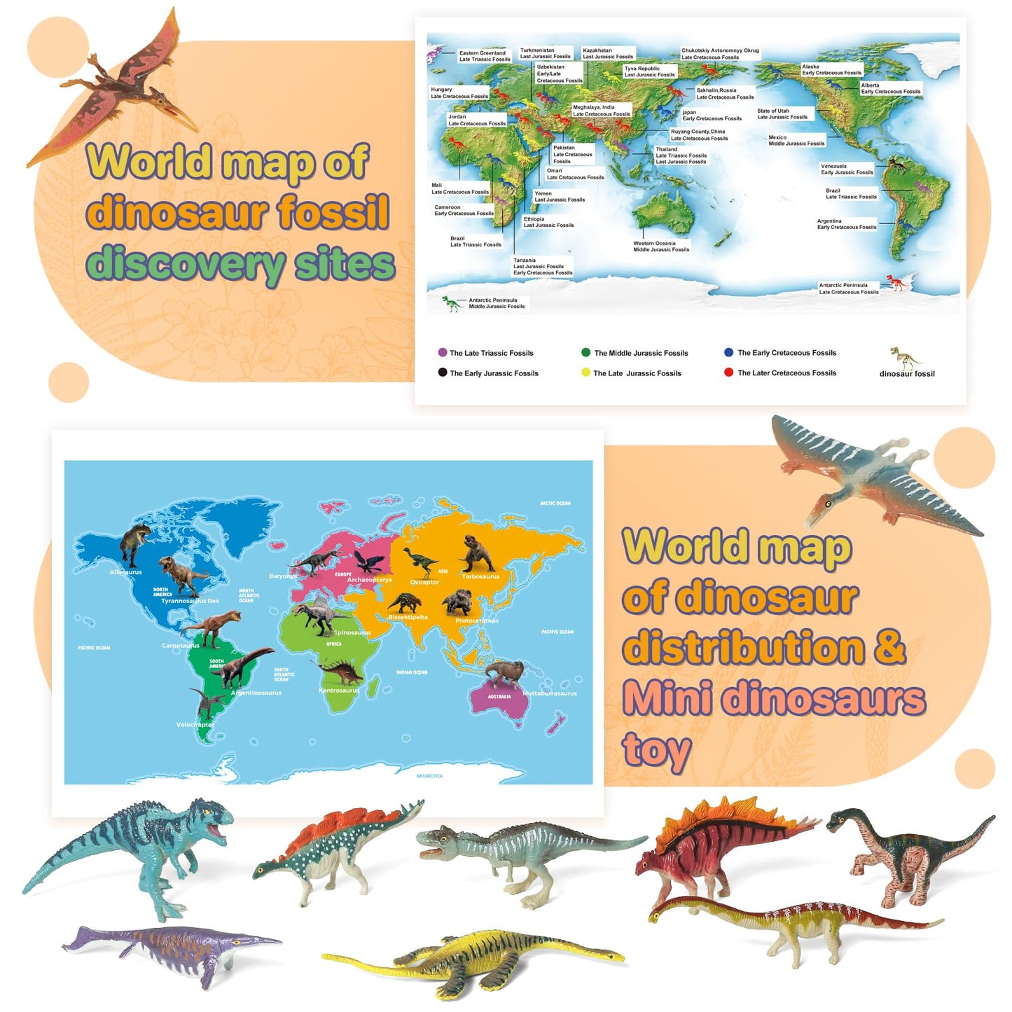 Biwase Dinosaur Toys Book With 50 Pcs Different Dinosaurs Figures & Pokers,Interactive Perfect For Kids Dinosaurs Educational Toys For 3 4 5 6Year Old Boys&Girls
