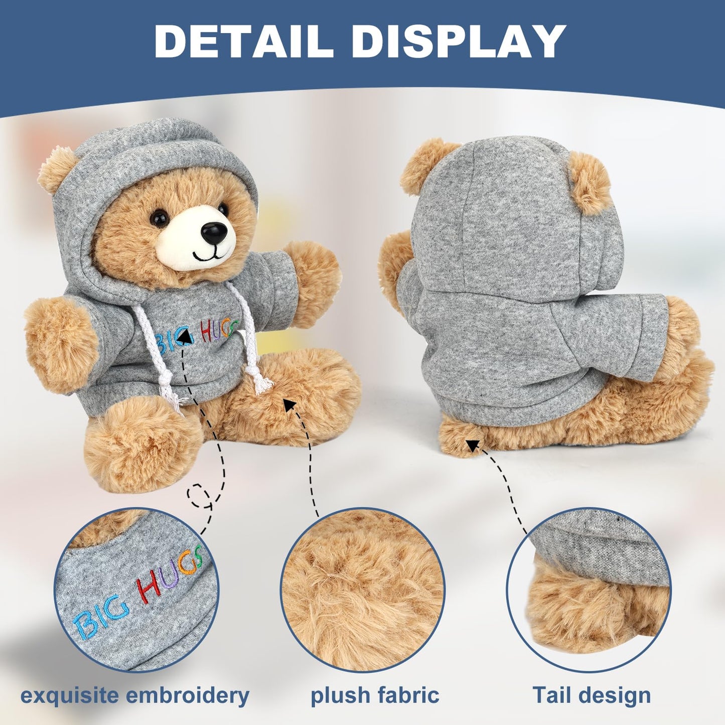 Osacoe Big Hugs Teddy Bear - Soft Plush Stuffed Animal with Removable Hoodie, Perfect Get Well Soon Gift for Kids and Adults