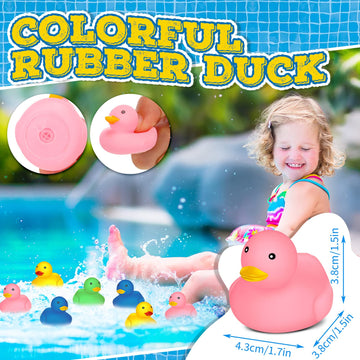 Zubebe Rubber Ducks Bath Toy Multicolor Mini Rubber Duck Bulk Float Duck Bath Toy Baby Shower Birthday Party Favors Gift(100 Pcs
