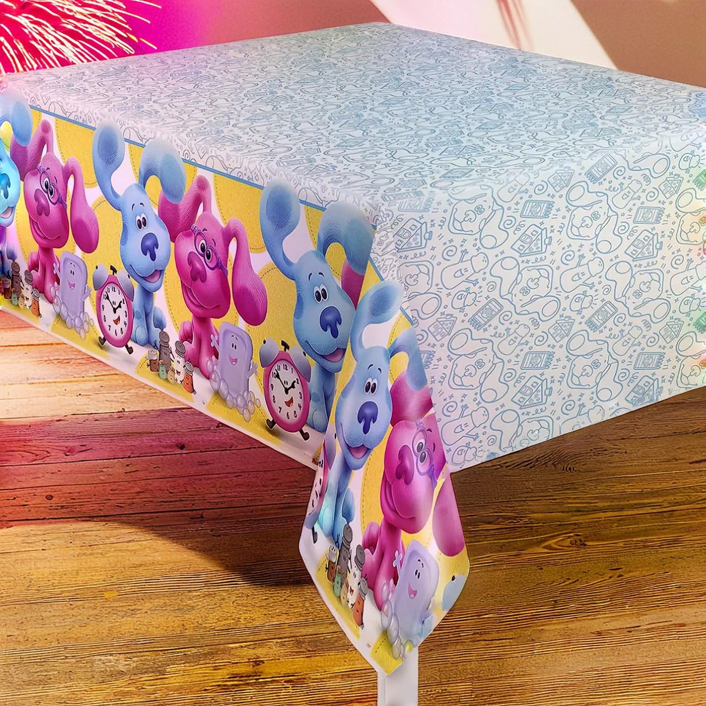 Vibrant Blues Clues Multicolor Table Cover - 54 x 84 (1 Pc.) - Durable Rectangular Plastic Tablecloth - Perfect Kids Party Deco